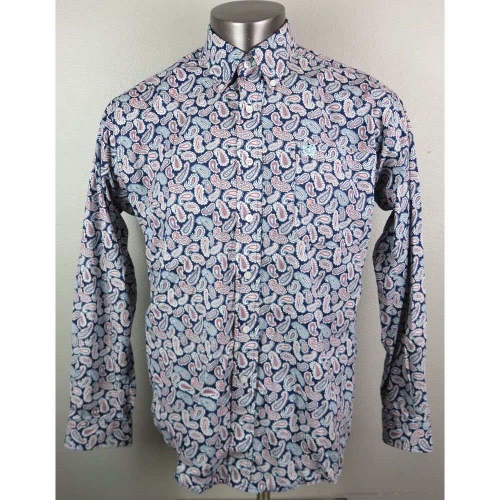 Mens Cinch Western Button Front Shirt Size S Paisley Button Front Rodeo Cotton